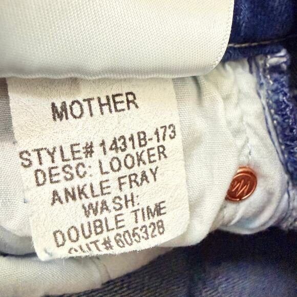 Mother Looker Ankle Fray Jeans Double Time Distressed Stretch Raw Hem Size 27 - Picture 11 of 13